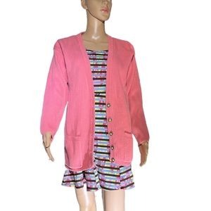 Coral / Salmon / Carnation Pink button up cardigan sweater